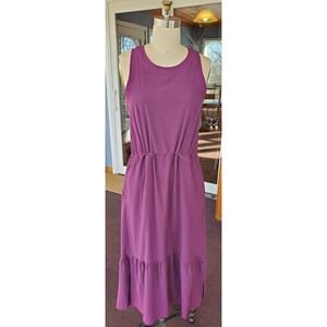 Zella Purple Sleeveless Drawstring Waist Tiered Hem Midi Dress Women's S EUC